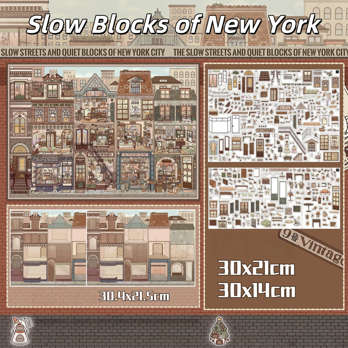 Slow Streets 3D Sticker | 5 Cute Miniature Scenes