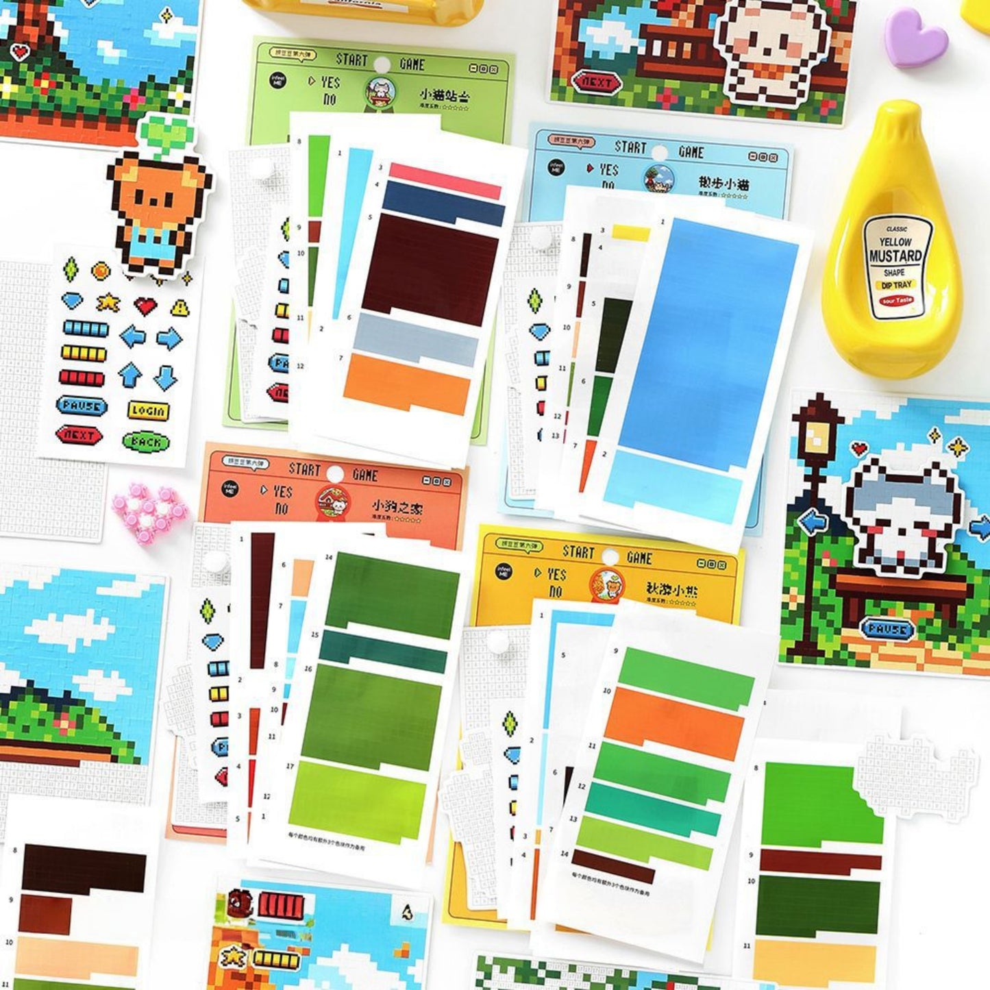 Pixel Bead 3D Sticker | 4 Cute Miniature Scene