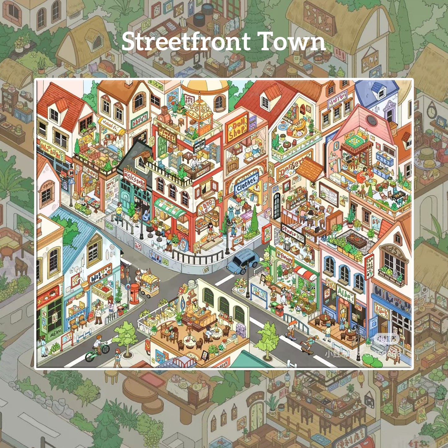 Life in Town 3D Sticker | 4 Cute Miniature Scenes
