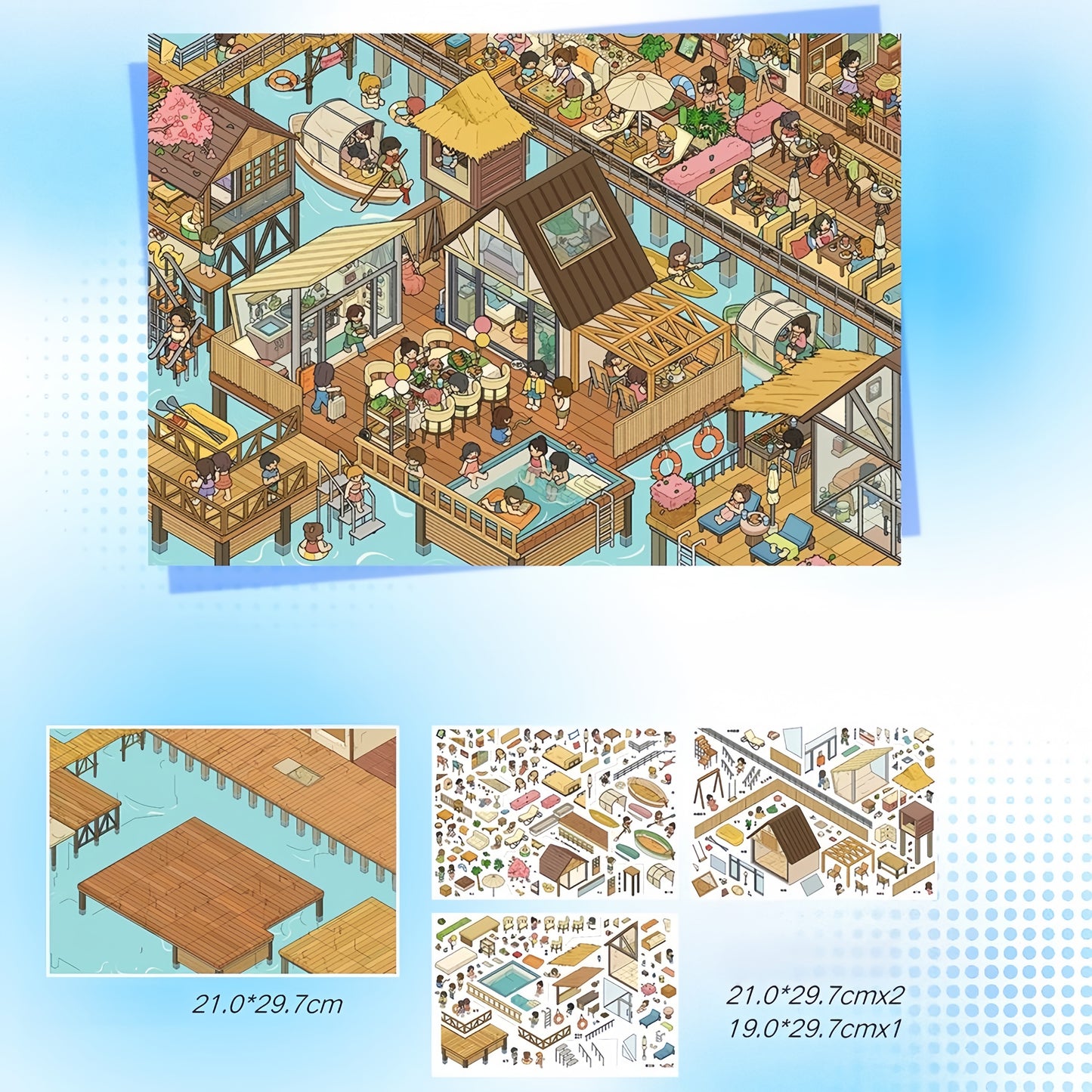 Vacation Time 3D Sticker | 2 Cute Miniature Scenes