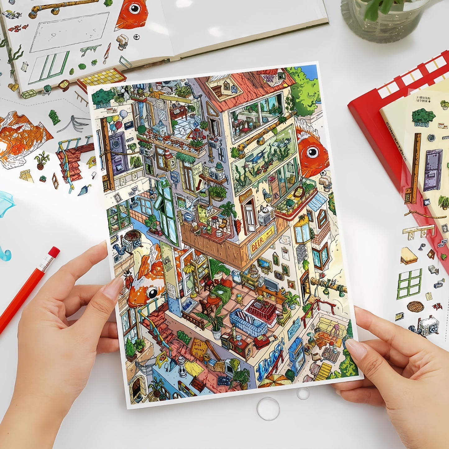 Fantastic Street 3D Sticker | 2 Cute Miniature Scenes