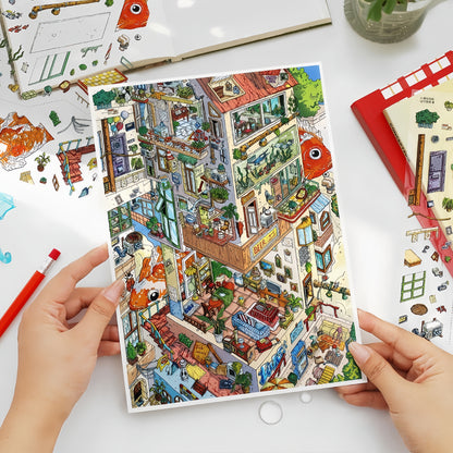 Fantastic Street 3D Sticker | 2 Cute Miniature Scenes