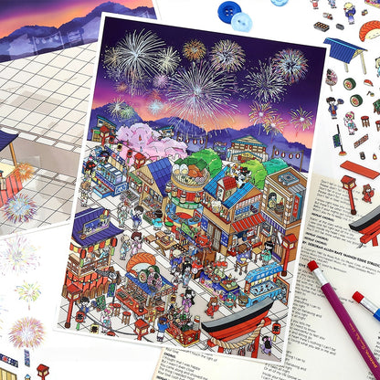 Life in Japan 3D Sticker | 4 Cute Miniature Scenes