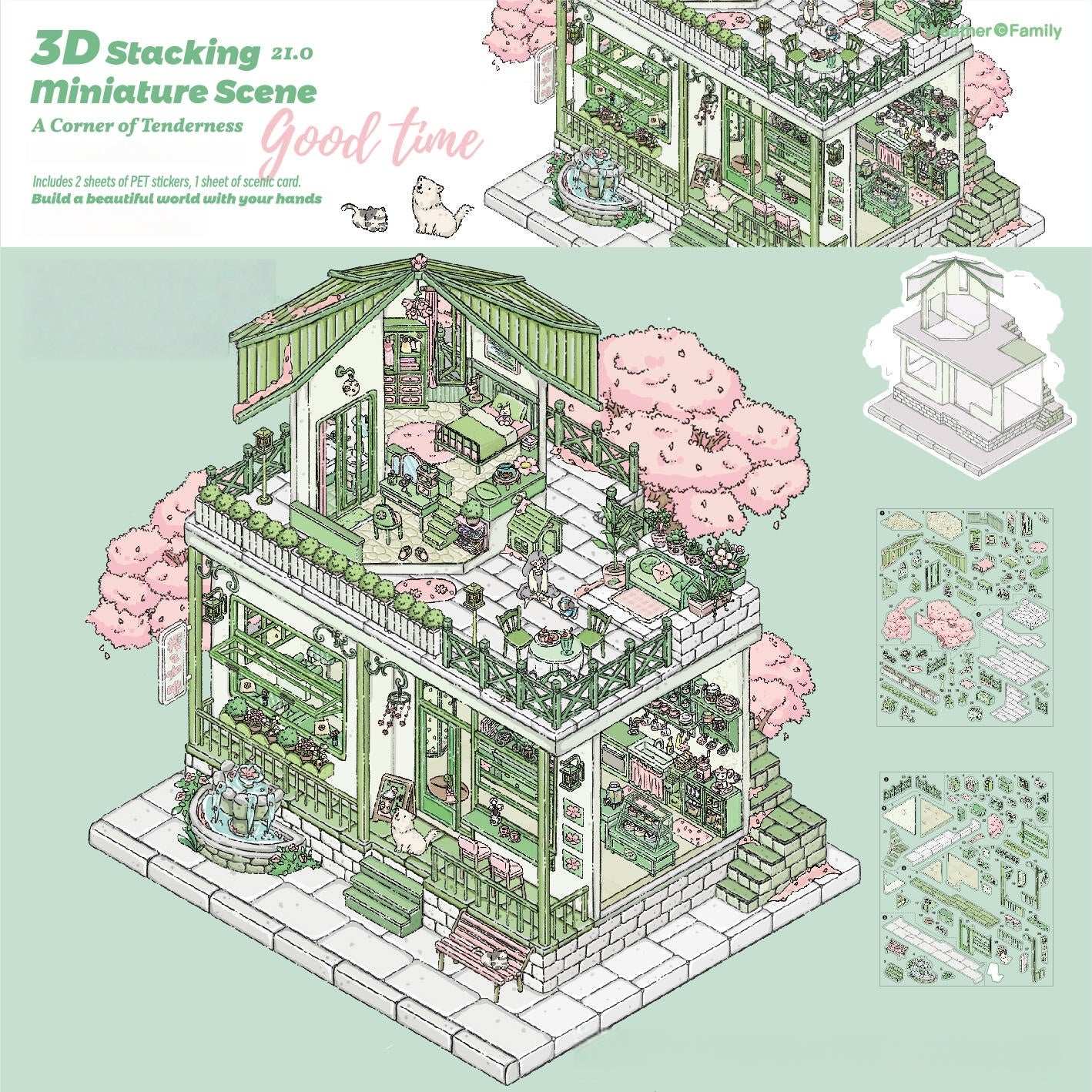 Sakura’s Home 3D Sticker | 6 Cute Miniature Scenes