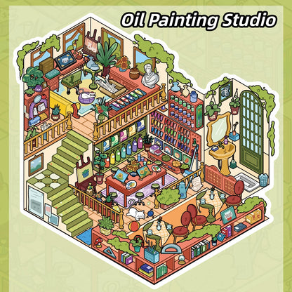 The 1990s 3D Sticker | 4 Cute Miniature Scenes