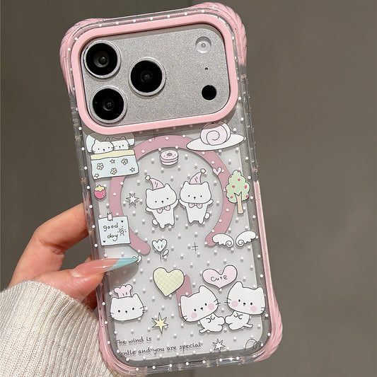 Polka Dot Dessert Cat Magnetic Acrylic Phone Case