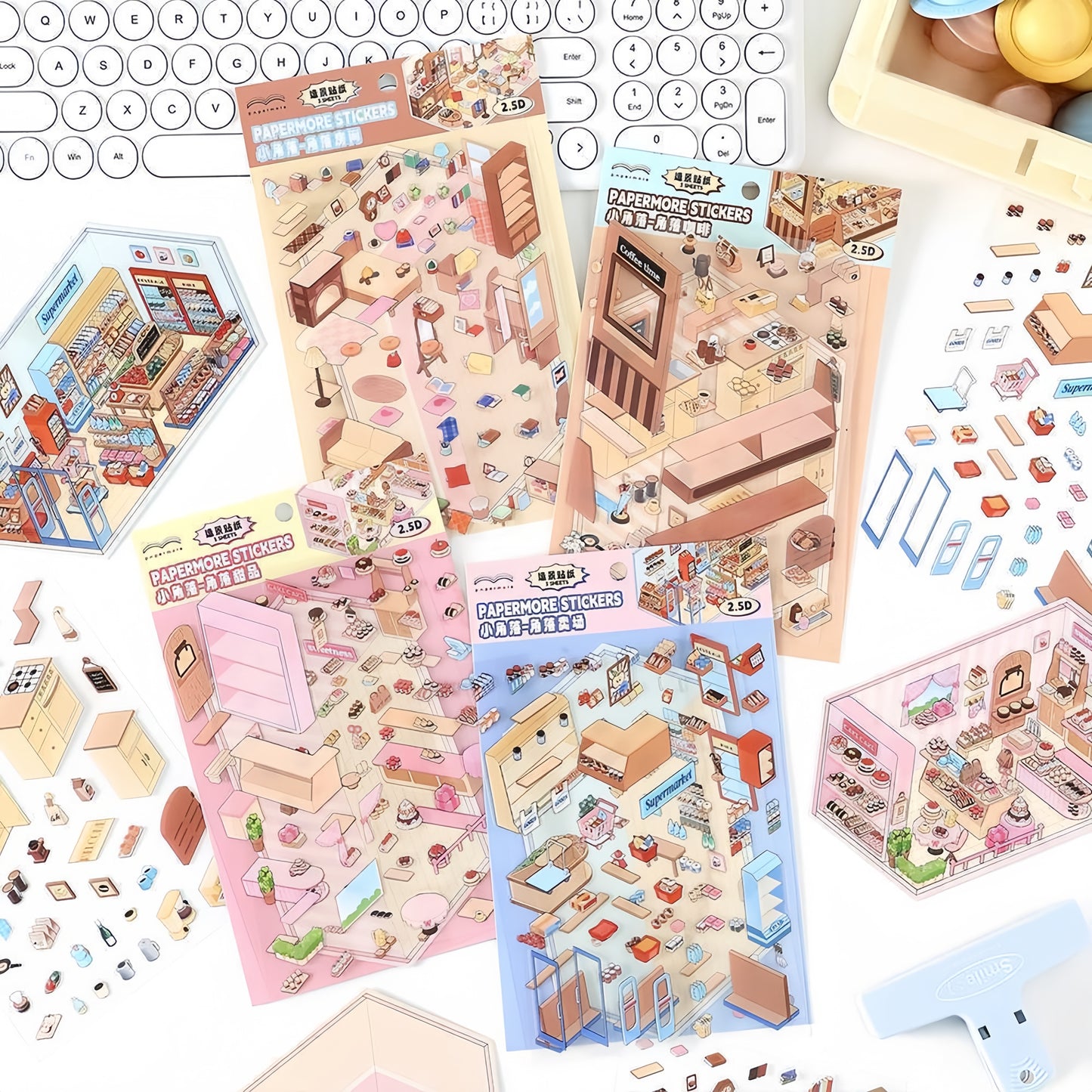 Small Corner Series 3D Sticker | 4 Cute Miniature Scenes