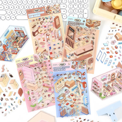 Small Corner Series 3D Sticker | 4 Cute Miniature Scenes