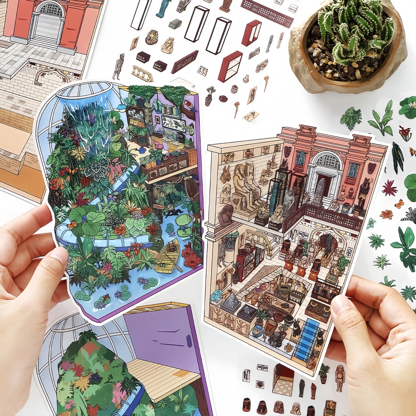 Little Exhibition 3D Sticker | 4 Cute Miniature Scenes