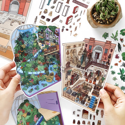 Little Exhibition 3D Sticker | 4 Cute Miniature Scenes