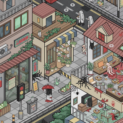 Horror Street 3D Sticker | 2 Cute Miniature Scenes