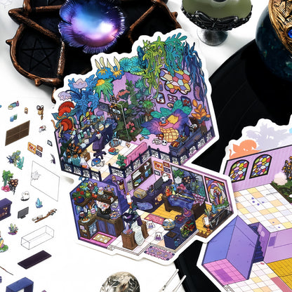 Curious Realms 3D Sticker | 4 Cute Miniature Scenes