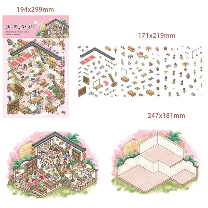 Oil-paper Umbrella Shop 3D Sticker