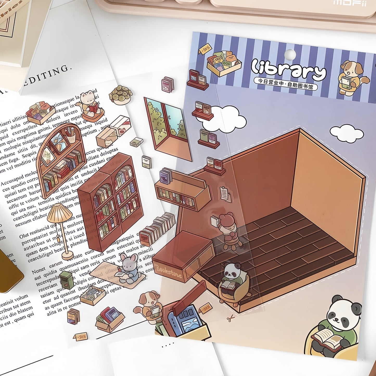 Paw's Shop 3D Sticker | 4 Cute Miniature Scenes