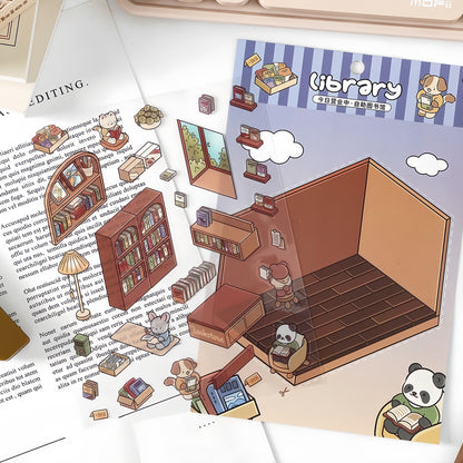 Paw's Shop 3D Sticker | 4 Cute Miniature Scenes