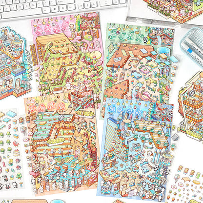 Four Seasons House 3D Sticker | 4 Cute Miniature Scenes