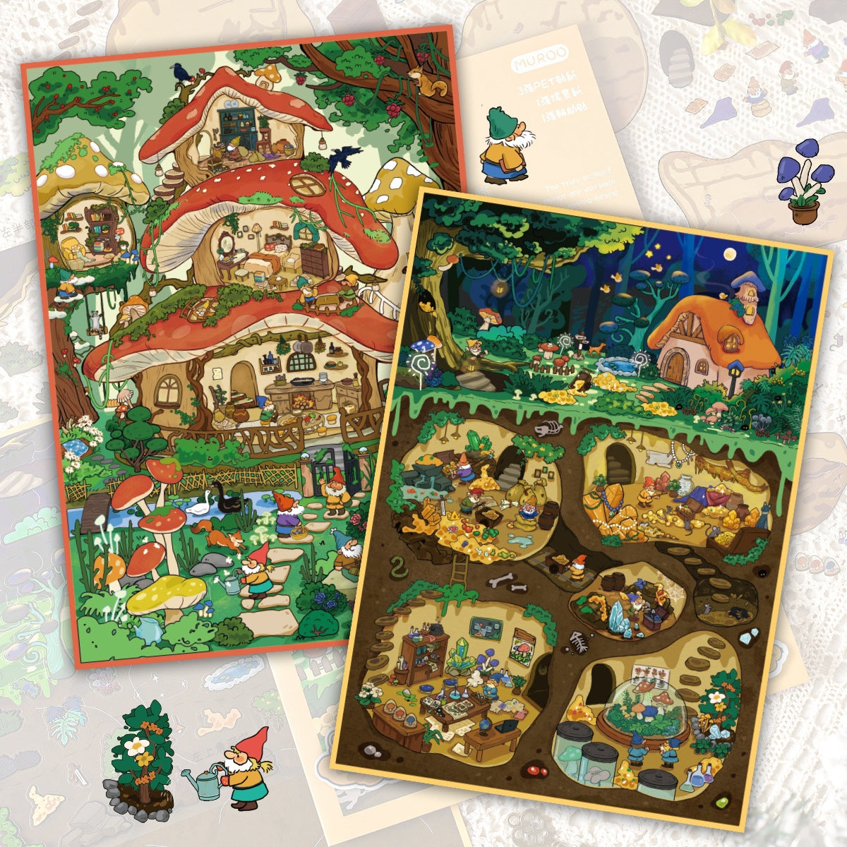 Little Folk Diaries 3D Sticker | 2 Cute Miniature Scenes