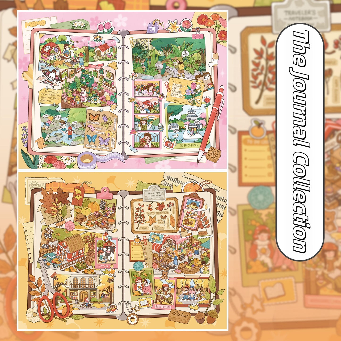 The Journal Collection 3D Sticker | 2 Cute Miniature Scenes