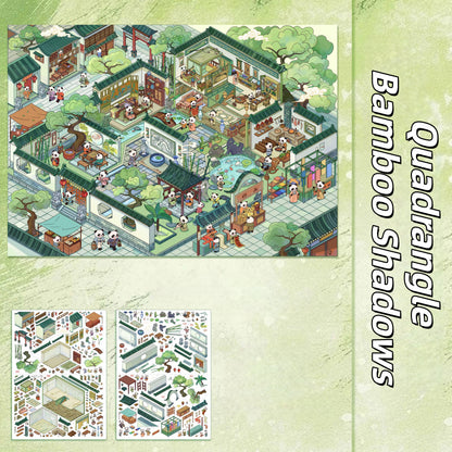 Whispering Wind Pavilion 3D Sticker | 4 Cute Miniature Scenes