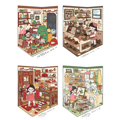 Stories in the Corner 3D Sticker | 4 Cute Miniature Scenes