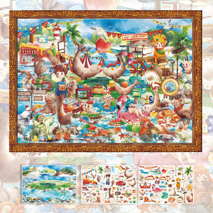 Oil Painting 3D Sticker | 3 Cute Miniature Scenes