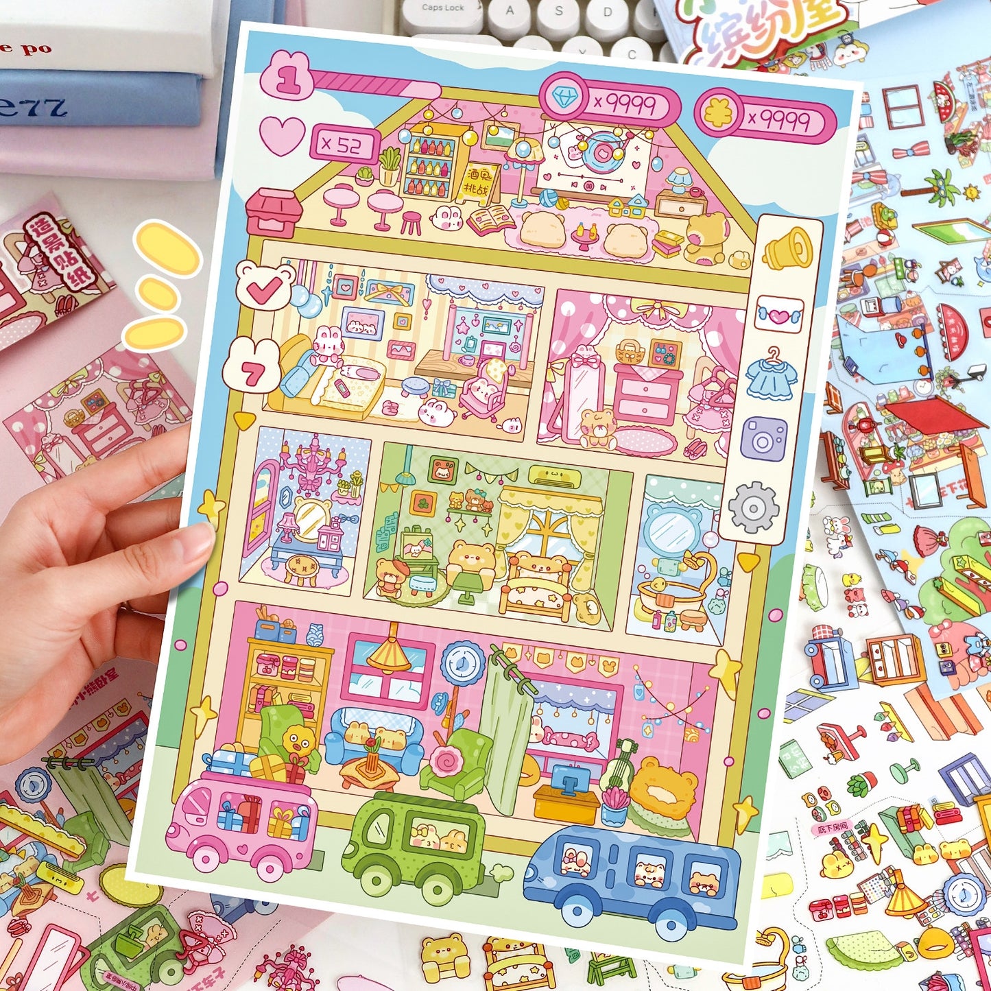 Cubicle Building 3D Sticker | 2 Cute Miniature Scenes