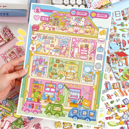 Cubicle Building 3D Sticker | 2 Cute Miniature Scenes