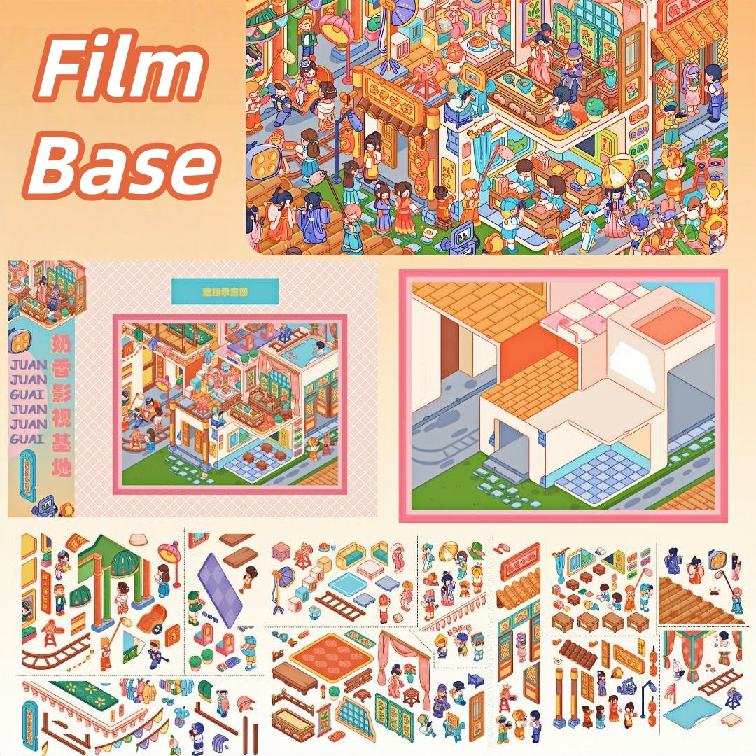 Milky Fragrace Town 3D Sticker | 3 Cute Miniature Scenes