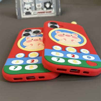 Cute Piggy Brick Phone Silicone Phone Case