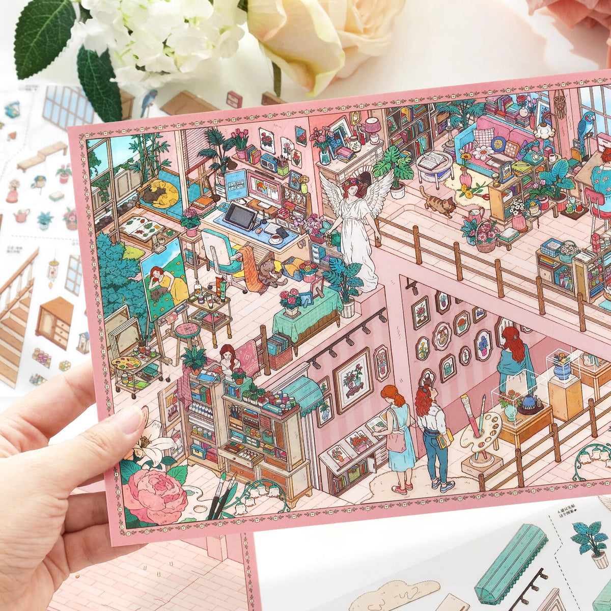 Rose Painting House 3D Sticker