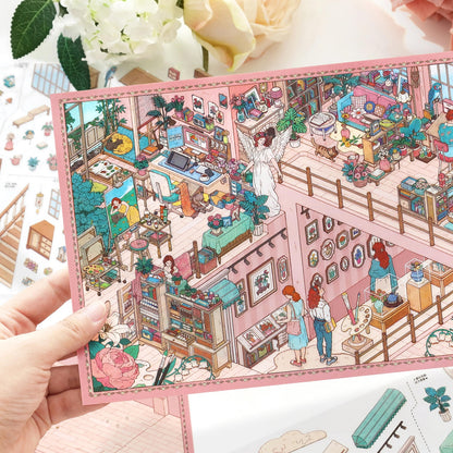 Rose Painting House 3D Sticker