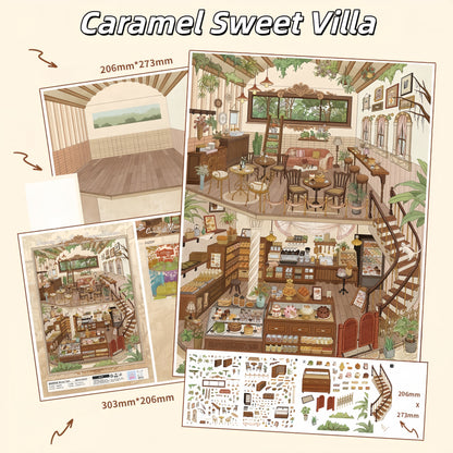 Gilded Dreams 3D Sticker | 4 Cute Miniature Scenes