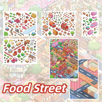 Life in the Town 3D Sticker | 3 Cute Miniature Scenes