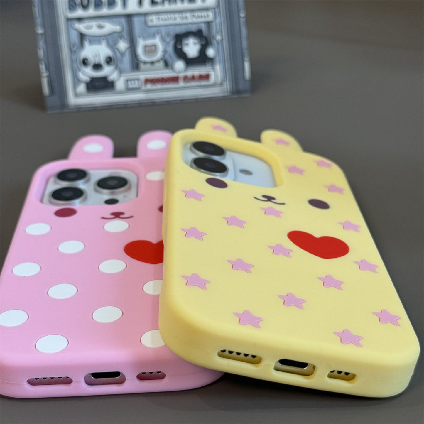 Heart Bunny Ears Silicone Phone Case