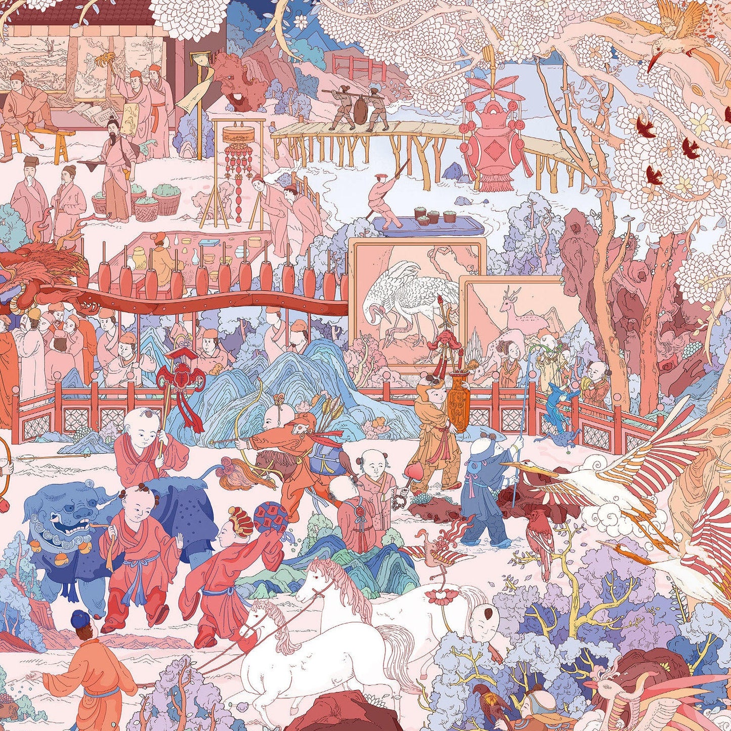 Ancient Chinese Life 3D Sticker | 2 Cute Miniature Scenes