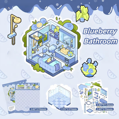 Fruit Room 3D Sticker | 4 Cute Miniature Scenes