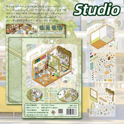 Vintage Shops 3D Sticker | 3 Cute Miniature Scenes