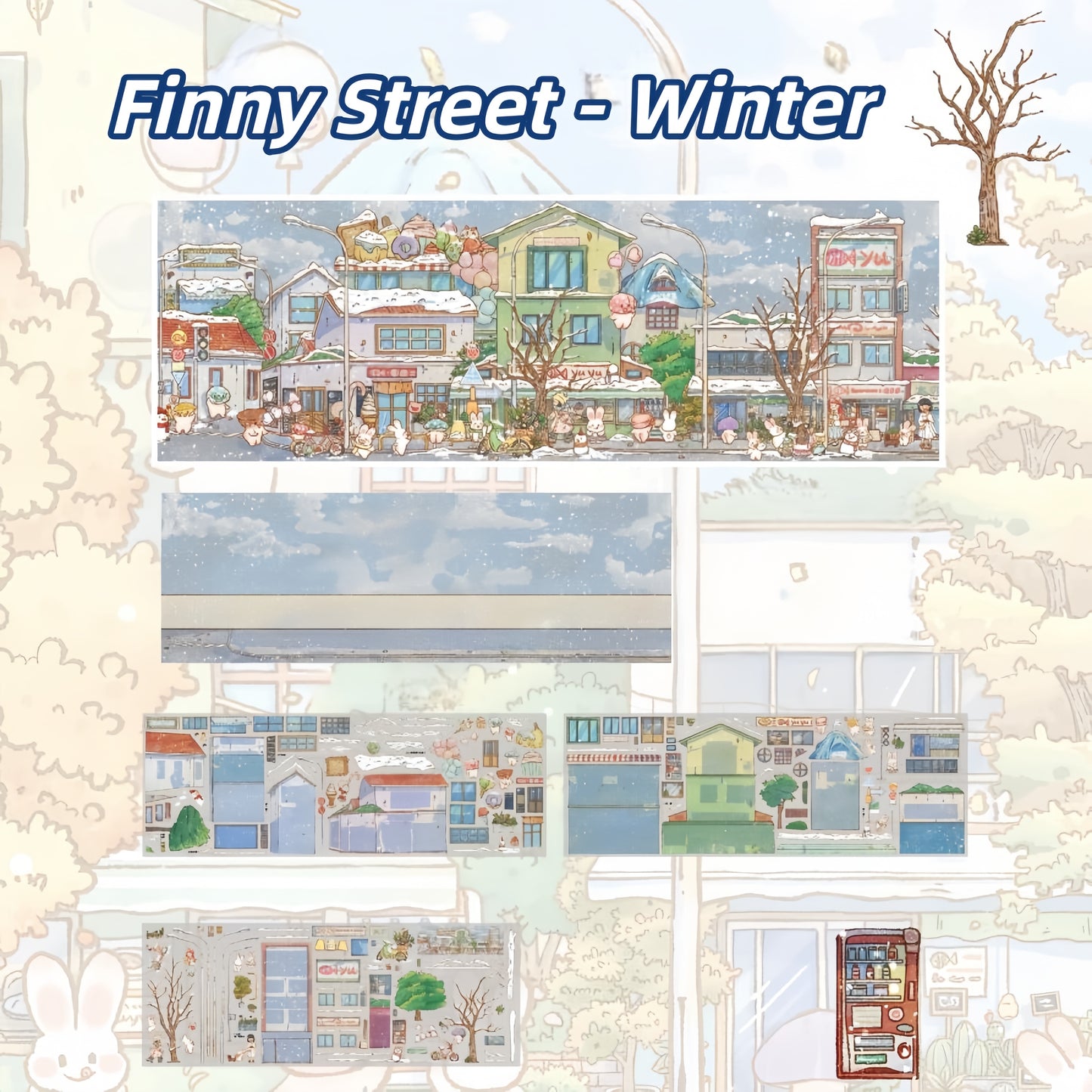 Finny Street & Finny Farm 3D Sticker | 3 Cute Miniature Scenes