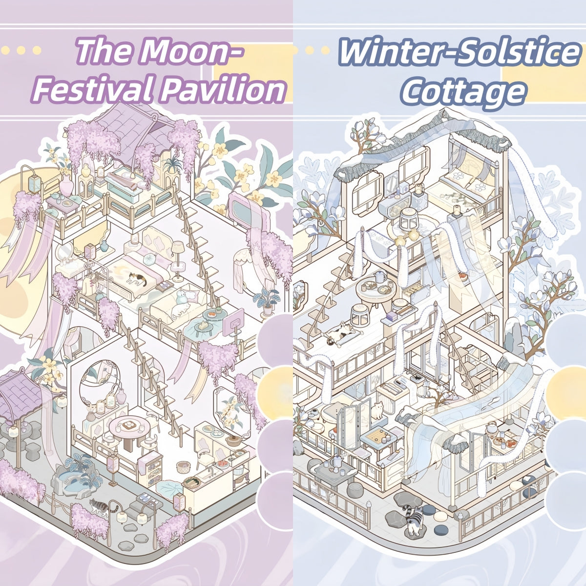 Seasons' Lodging 3D Sticker | 2 Cute Miniature Scenes
