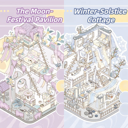Seasons' Lodging 3D Sticker | 2 Cute Miniature Scenes