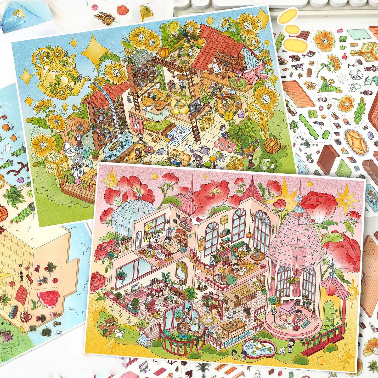 Dream House 3D Sticker | 2 Cute Miniature Scenes