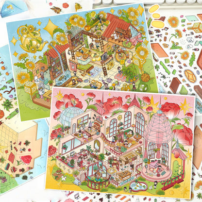 Dream House 3D Sticker | 2 Cute Miniature Scenes