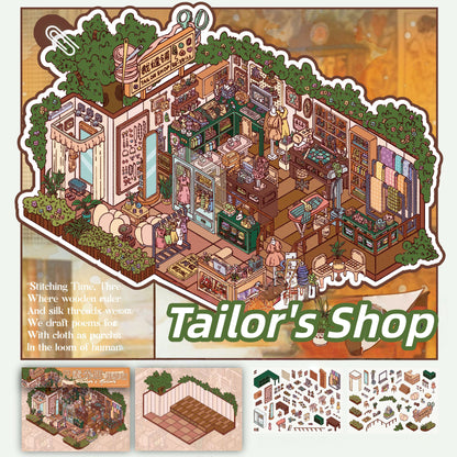 Old Days 3D Sticker | 4 Cute Miniature Scenes