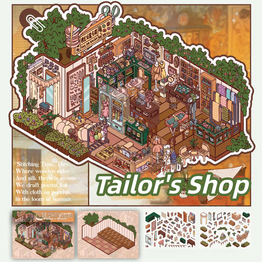 Old Days 3D Sticker | 4 Cute Miniature Scenes