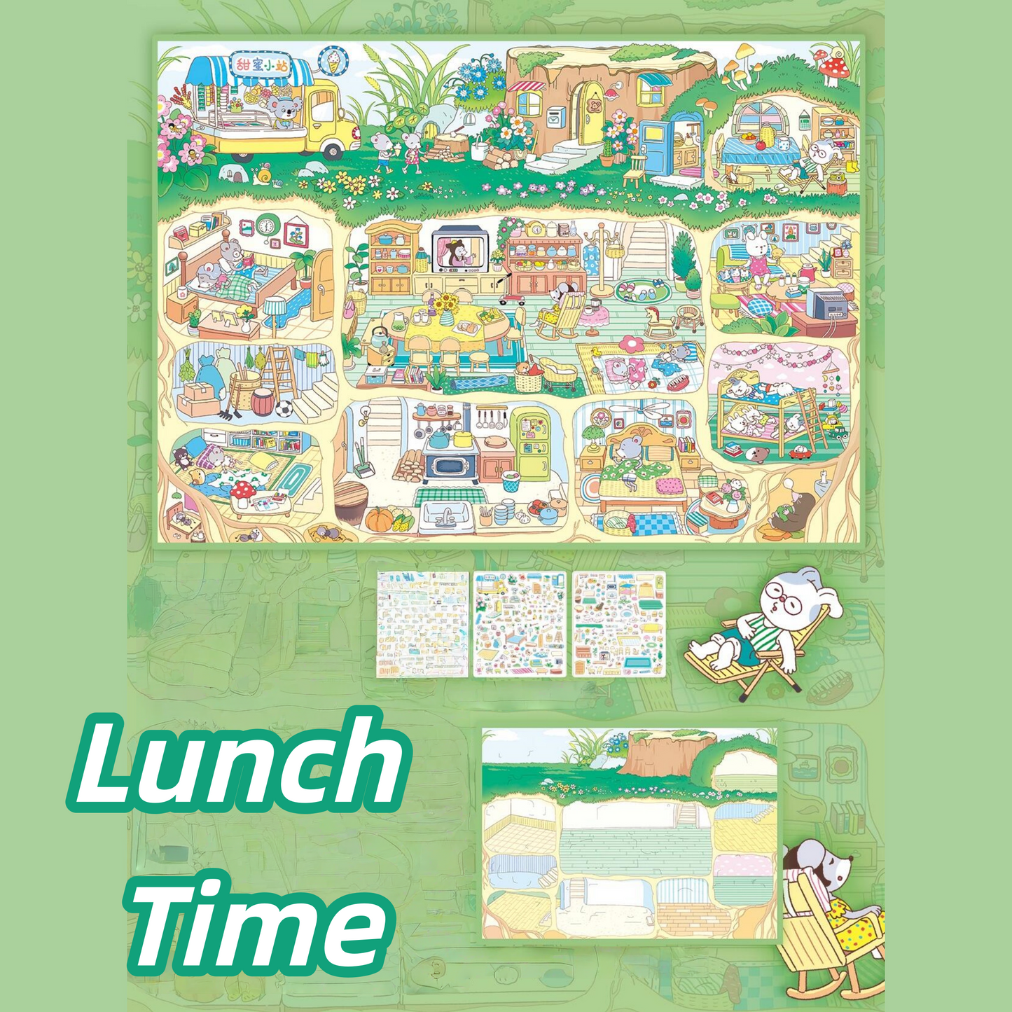 Mice's Daily Life 3D Sticker | 2 Cute Miniature Scenes