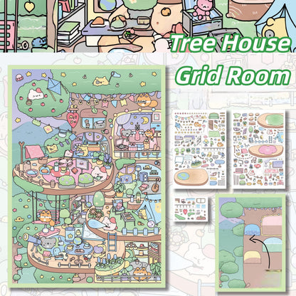 Dream Home 3D Sticker | 4 Cute Miniature Scenes