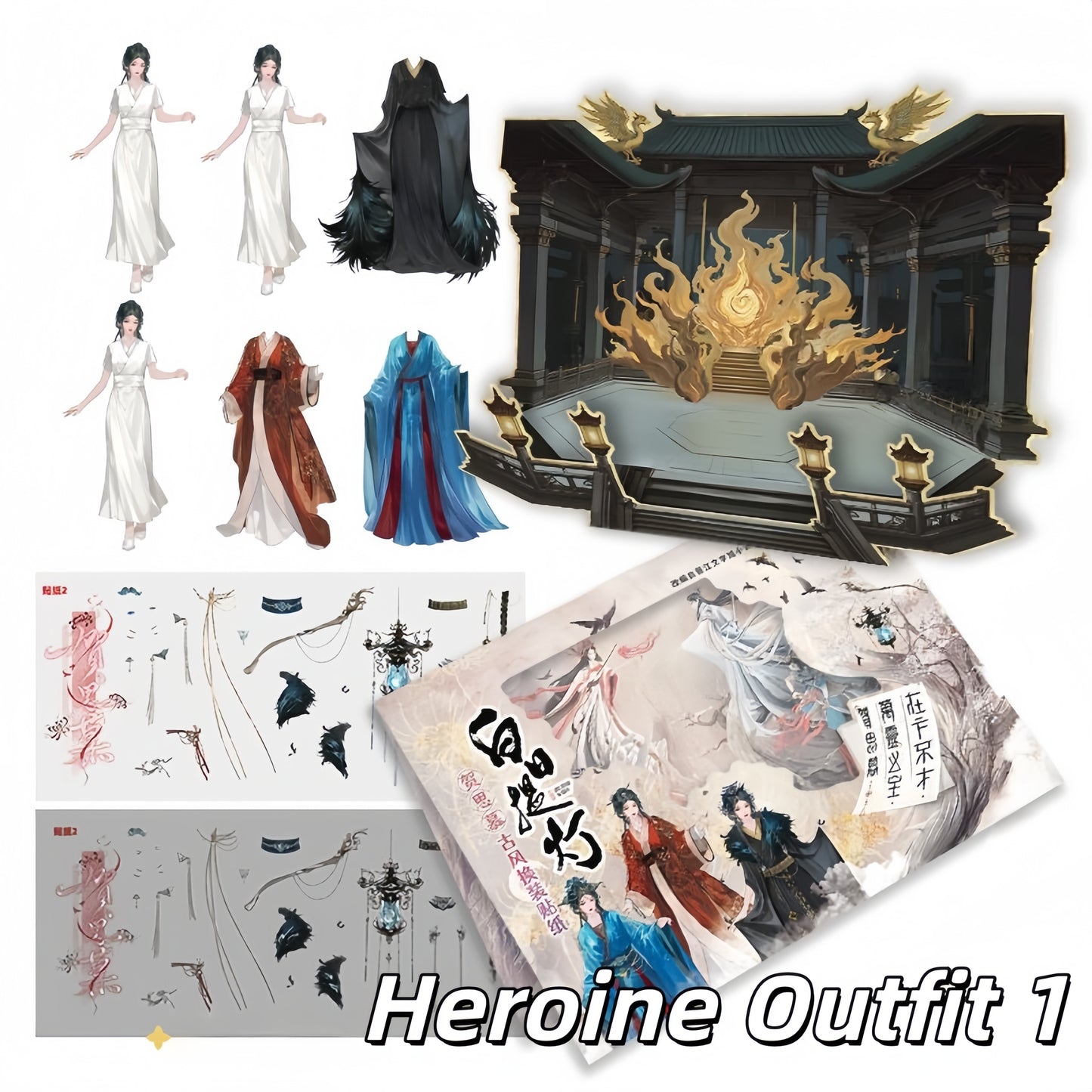 Love Beyond the Grave - Heroine Outfit 3D Sticker | 4 Cute Miniature Scenes
