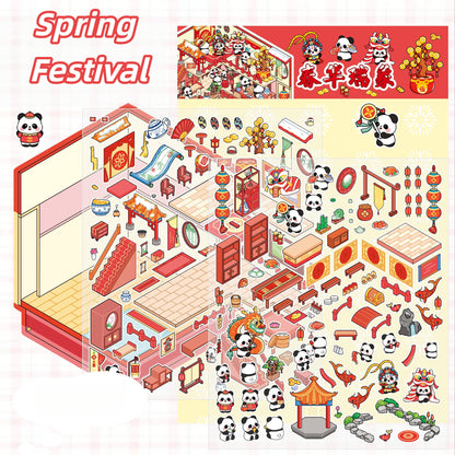 Paw's Winter 3D Sticker | 2 Cute Miniature Scenes