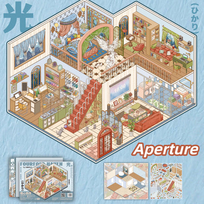 Fourfold Haven 3D Sticker | 4 Cute Miniature Scenes