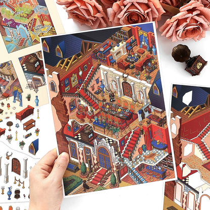 Noble Gathering 3D Sticker | 2 Cute Miniature Scenes